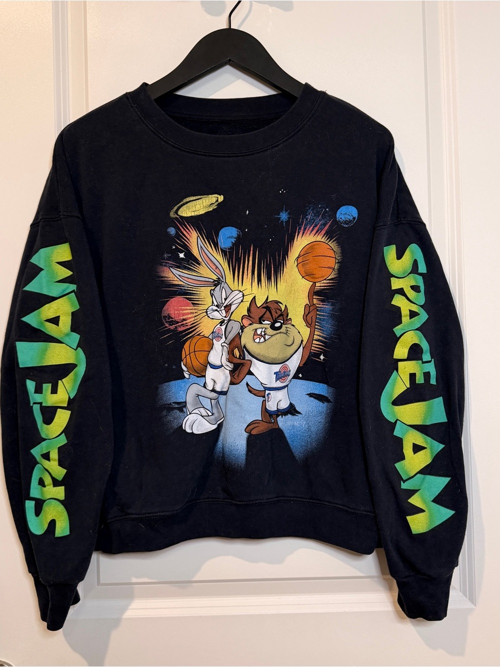 Space Jam Graphic Crewneck Sweatshirt - Black